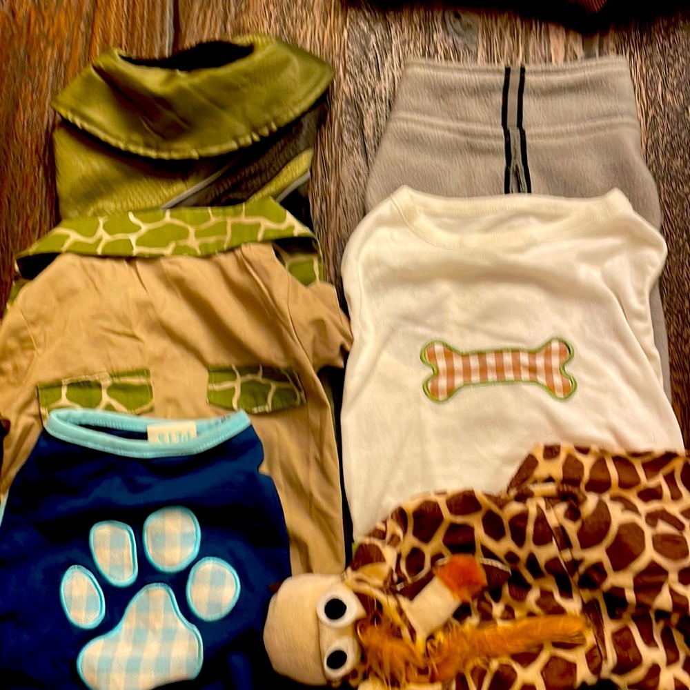 Lot small/med dog clothes gently used